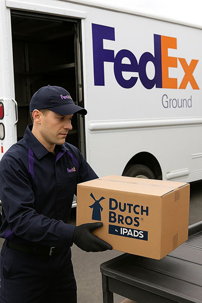 FedEx Ground Box & Guy for Dutch Bros