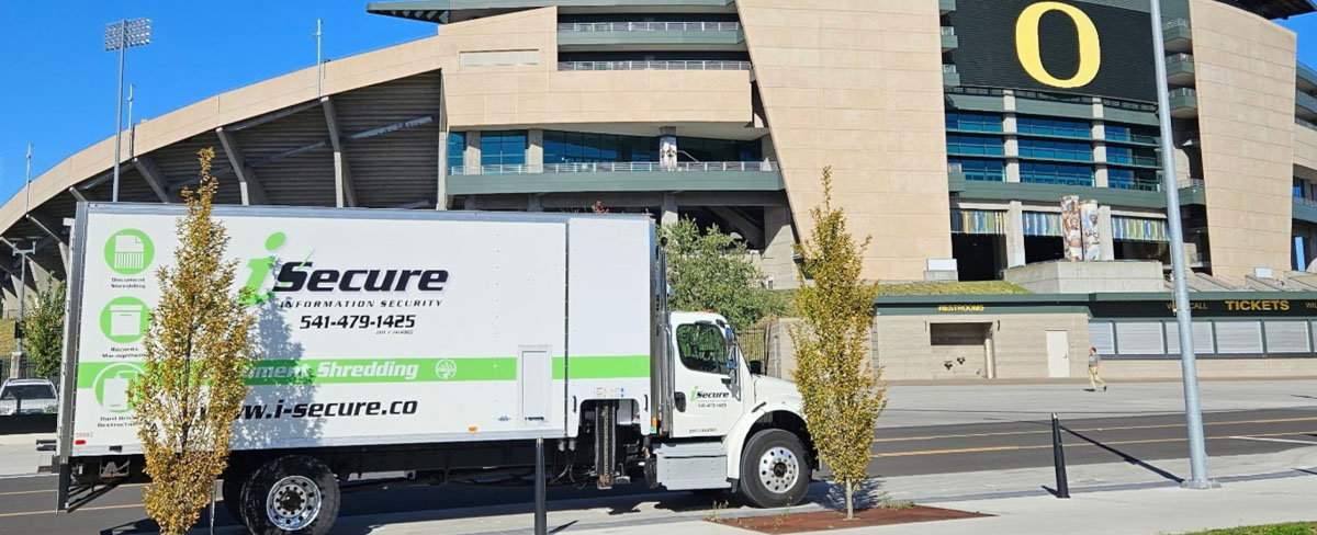 i-Secure Document Shredding Trucks in Oregon at the University in Eugene